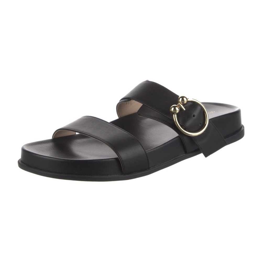 Stuart Weitzman Black Leather Joni Slide Sandals size 8